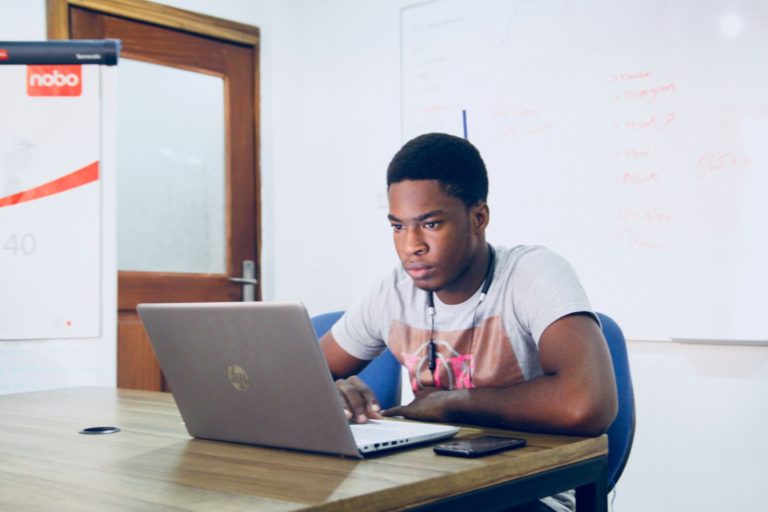 student writing essay