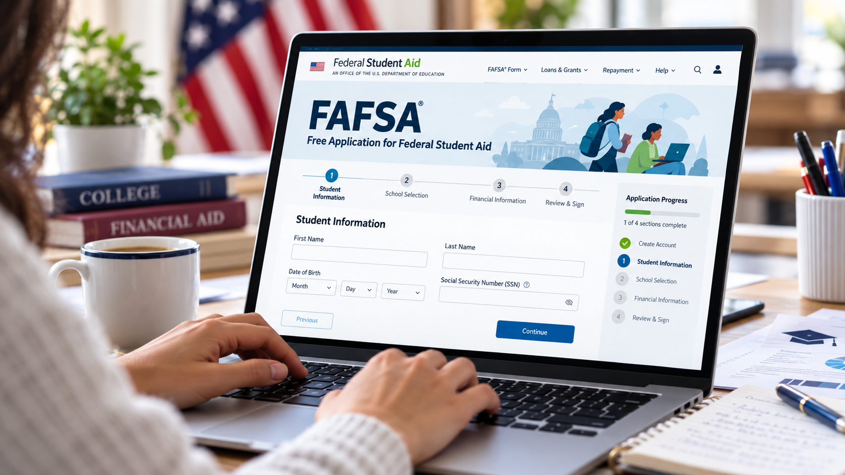 A photo illustrating the 2027–28 FAFSA is open! International College Counselors explains the FAFSA, what parents need, and tips for college financial aid.